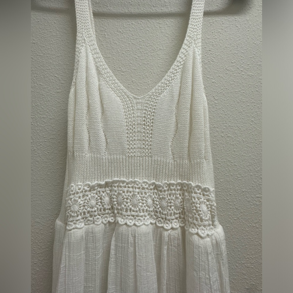 Pins and Needles White Tiered Maxi Dress with Crochet Top, Medium - Picture 8 of 11